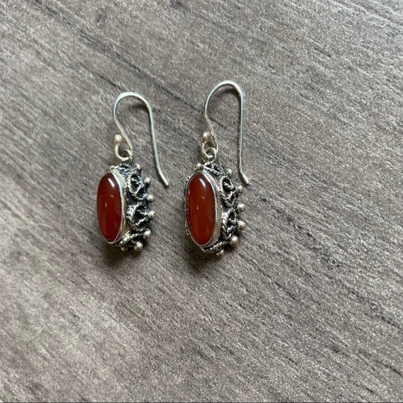 Carnelian Sterling Silver Earrings - Picture 3 of 5